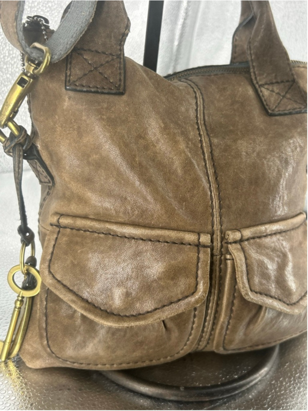 Women's Fossil Brown Leather Crossbody Bag One Size - Picture 2 of 8